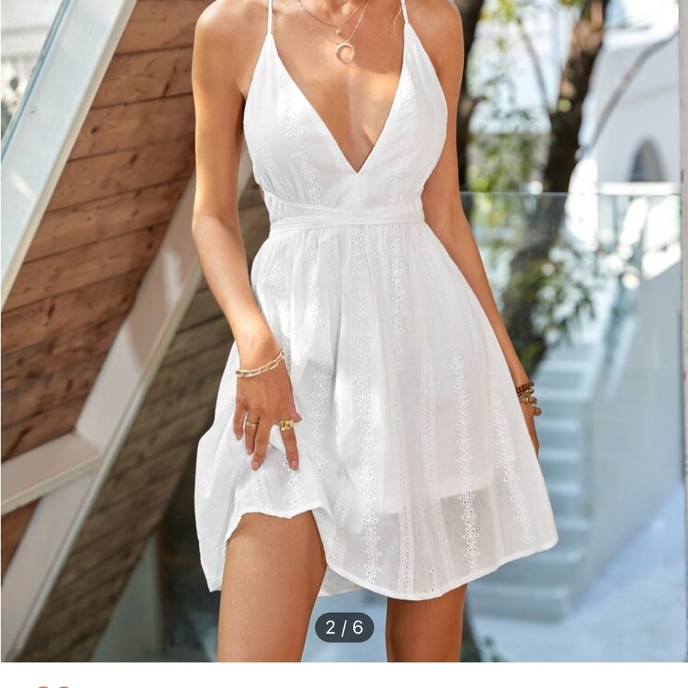 SHEIN White Asymmetrical Ruffled Mini Dress